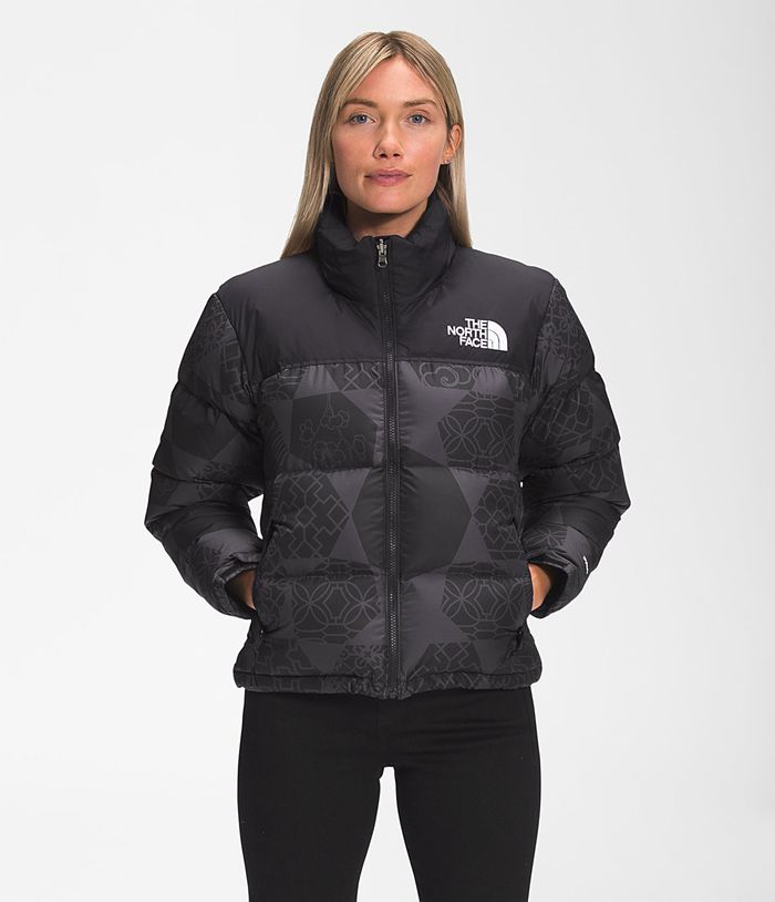 The North Face Puffer Jacket Printed 1996 Retro Nuptse Black - Womens - Thailand VAOTK-8152